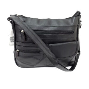 Women's Ladies Black PU Leather Crossbody Bag