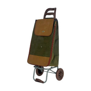 2 Wheel Faux Leather Lightweight Foldable Shopping Trolley - 30 × 39 × 60 cm